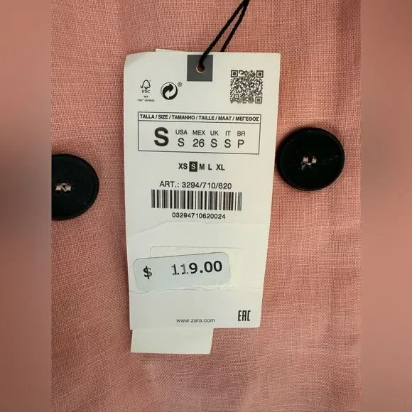 NWT ZARA LINEN BLAZER - Picture 6 of 9